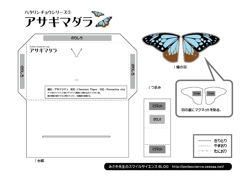 ものづくり パタリンチョウシリーズその アサギマダラ 型紙 作り方 みさき先生のスマイルサイエンスblog